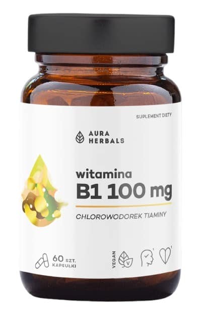 Aura Herbals - Vitamin B1 100 mg Tiamin, 60 kapslar | Vitaminer och MineralerVitamin B | Apoteka