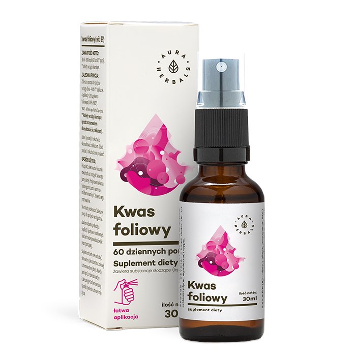 Aura Herbals - Vitamin B9 Folsyra, Spray, 30 ml | Vitaminer och MineralerGlutaminFolsyra | Apoteka