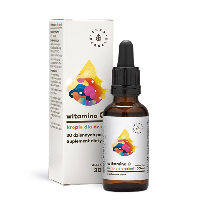 Aura Herbals - Vitamin C för Barn, Droppar 100 mg, 30 ml | Vitaminer och MineralerVissa vitaminerKollagenBarns hälsaVitamin C | Apoteka