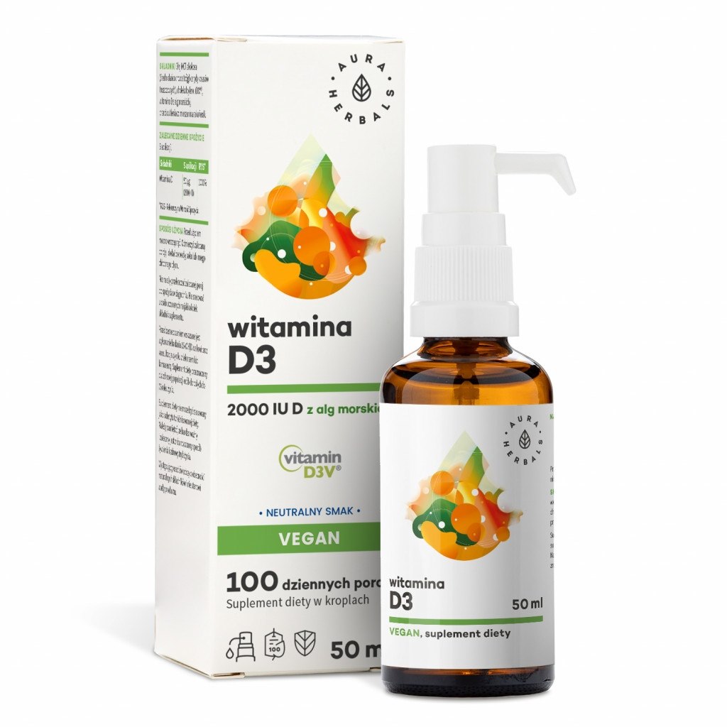 Aura Herbals - Vitamin D3 2000 IU Vegan, 50 ml | Vitaminer och MineralerVissa vitaminerD-vitamin | Apoteka
