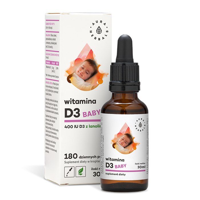 Aura Herbals - Vitamin D3 400 IU för spädbarn, 30 ml | Vitaminer och MineralerVissa vitaminerD-vitaminBarns hälsa | Apoteka