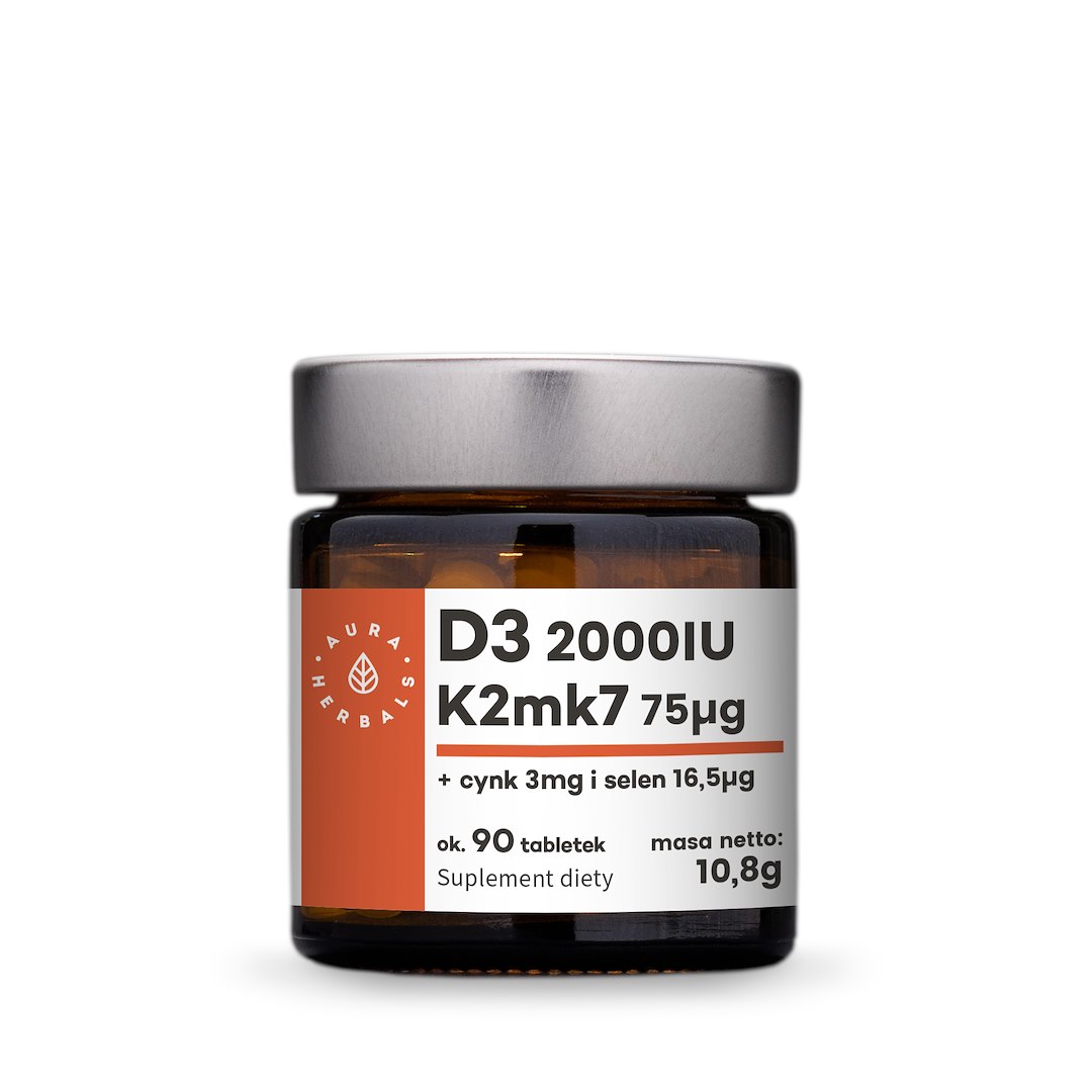 Aura Herbals - Vitamin D3 + K2, Zink + Selen, 90 tabletter | Vitaminer och MineralerZinkVissa vitaminerD-vitaminK-vitaminSelen | Apoteka