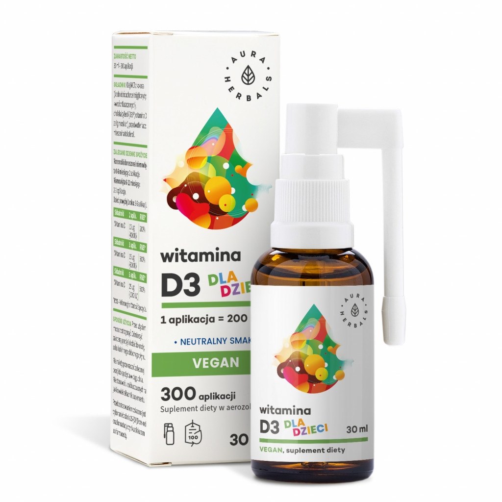 Aura Herbals - Vitamin D3 Vegan för Barn, 30 ml | Vitaminer och MineralerD-vitaminBarns hälsa | Apoteka