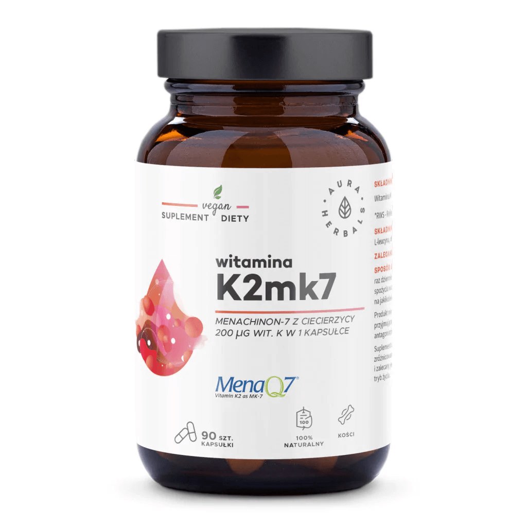 Aura Herbals - Vitamin K2 MK7, 200 mcg, 90 kapslar | Vitaminer och MineralerVissa vitaminerK-vitamin | Apoteka