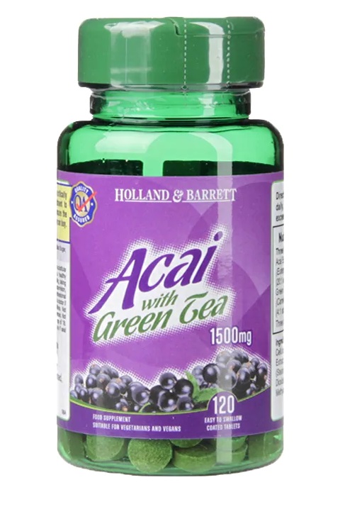 Holland &amp; Barrett - Acai med Grönt Te, 1500 mg - 120 tabletter | Hälsa och välbefinnandeAntioxidanterHälsokost | Apoteka