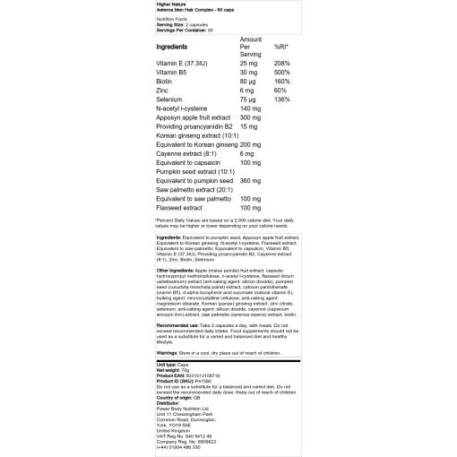 Higher Nature - Aeterna Men Hair Complex, 60 kapslar - Bild 2