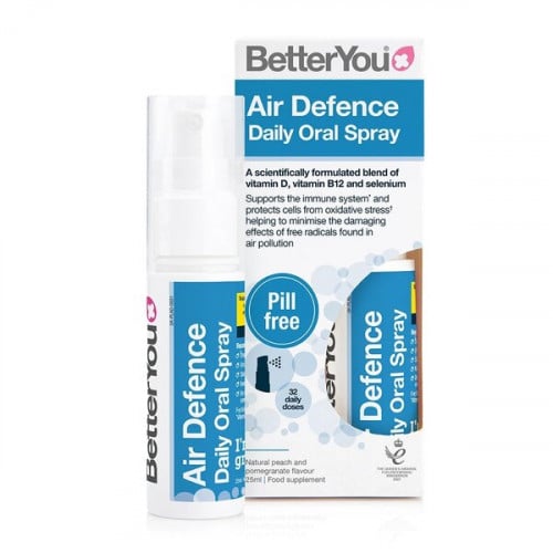 BetterYou - Air Defence Dagligt Munsspray, Naturlig Persika &amp; Granatäpple - 25 ml | Vitaminer och MineralerHälsa och välbefinnandeHälsokost | Apoteka