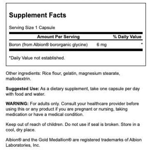 Swanson - Albion Boron Glycin, 6 mg - 60 kapslar - Bild 3