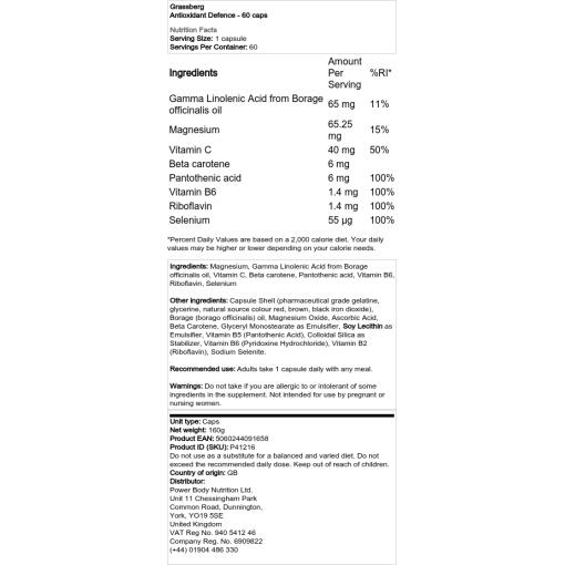 Grassberg - Antioxidantförsvar, 60 kapslar - Bild 2