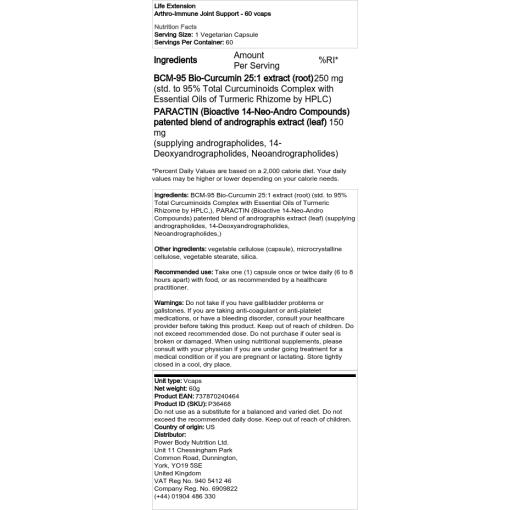 Life Extension - Arthro-Immune Ledstöd, 60 vcaps - Bild 2