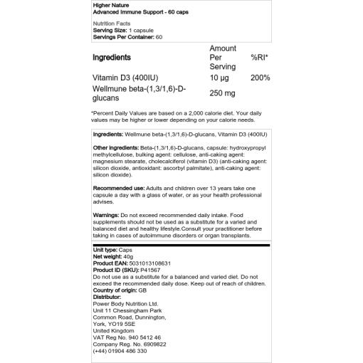 Higher Nature – Avancerat Immunstöd, 60 Kapslar - Bild 2