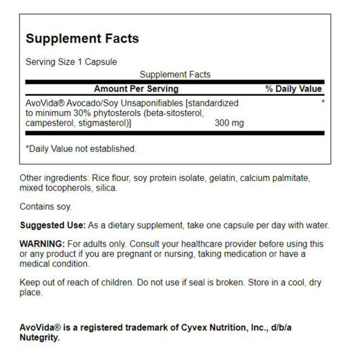 Swanson - AvoVida, 300 mg Maximal Styrka - 60 kapslar - Bild 3