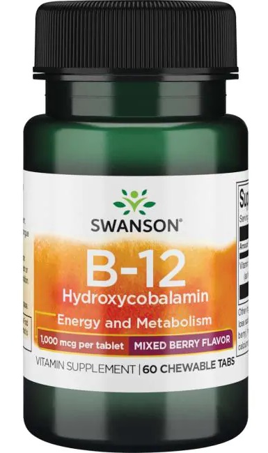 Swanson - B-12 Hydroxycobalamin, 1000 mcg, 60 tuggtabletter | Vitaminer och MineralerVissa vitaminerHälsokostB12 | Apoteka