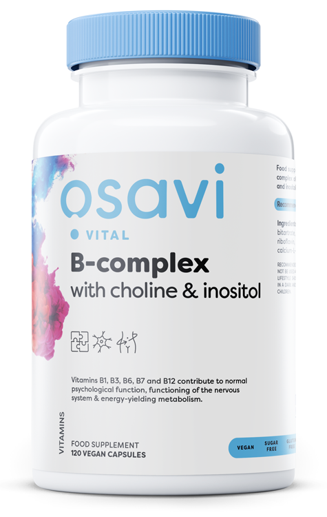 Osavi - B-komplex med Kolin &amp; Inositol, 120 vegankapslar | Vitaminer och MineralerHälsa och välbefinnandeB-vitaminHälsokostNiacin | Apoteka
