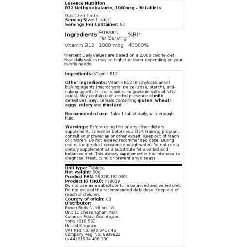 1000mcg - 90 tabletter