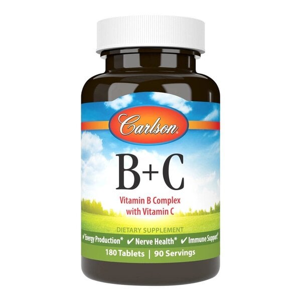 Carlson Labs - B+C, 180 tabletter | Vitaminer och MineralerHälsa och välbefinnandeVissa vitaminerC-vitaminHälsokostNordisk vitalitetVitamin C | Apoteka