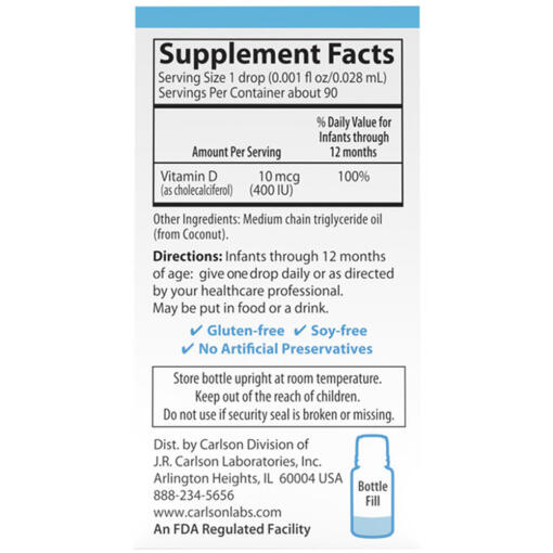 Carlson Labs - Baby's Super Daily D3, 400 IE - 10 ml - Bild 3