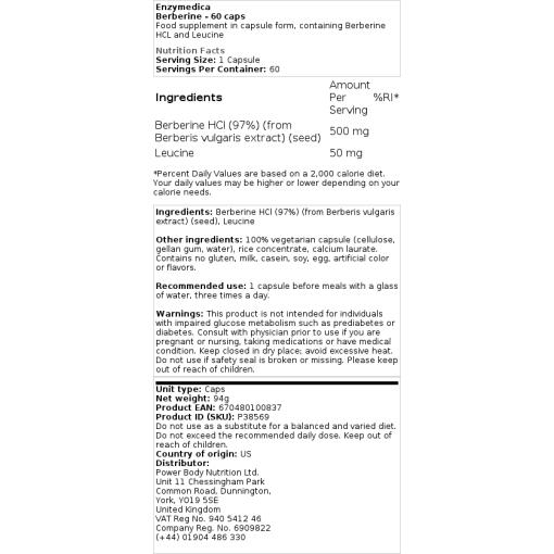 Enzymedica - Berberin, 60 kapslar - Bild 2