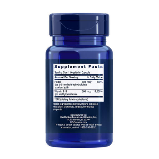 Life Extension - Bioaktiv Folsyra & Vitamin B12, 90 kapslar - Bild 2