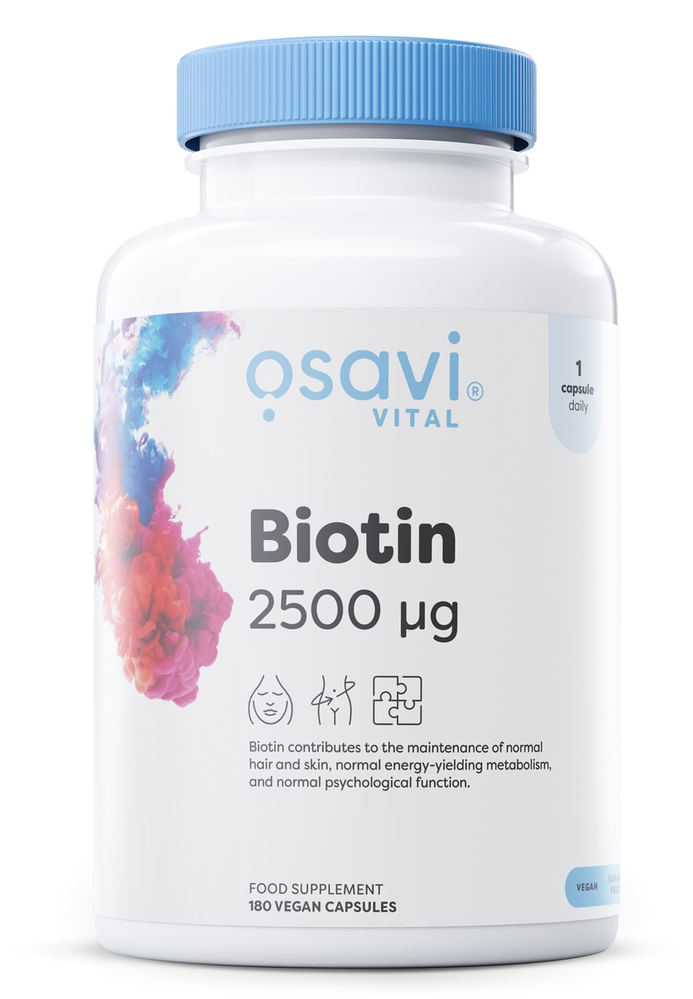 Osavi - Biotin, 2500 mcg, 180 vegankapslar | Vitaminer och MineralerVeganska produkterHälsa och välbefinnandeVissa vitaminerKosttillskott för kvinnorHälsokostBiotin | Apoteka