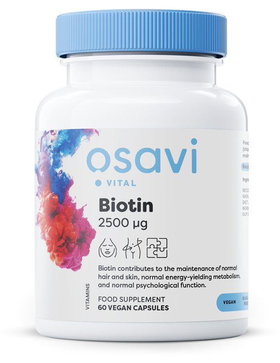 Osavi - Biotin, 2500 mcg, 60 vegankapslar | Vitaminer och MineralerHälsa och välbefinnandeMultivitaminerKosttillskott för kvinnorHälsokostBiotin | Apoteka