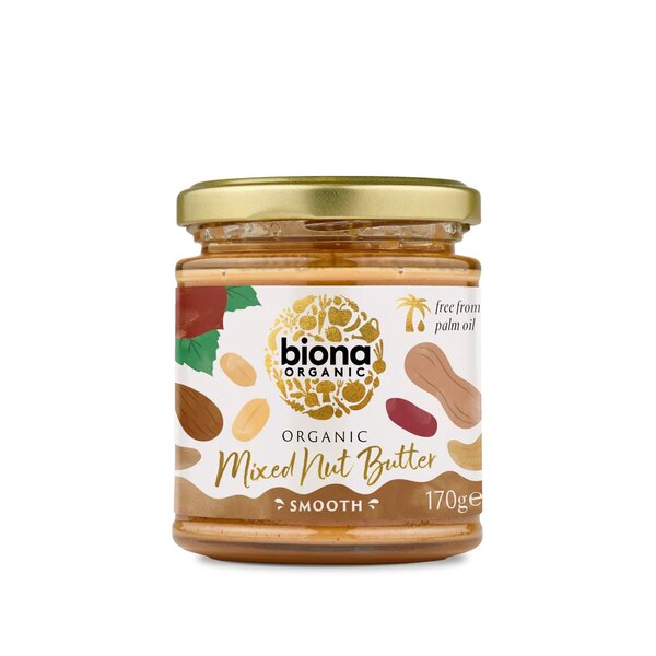 Biona Organic - Blandat nötsmör, slät - 170 g | Veganska produkterHälsa och välbefinnandeHälsokostNötsmör | Apoteka