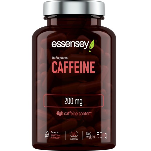 Essensey - Koffein, 200 mg - 120 kapslar | Vitaminer och MineralerVeganska produkterViktkontrollKoffeinHälsokostFitness och träning | Apoteka