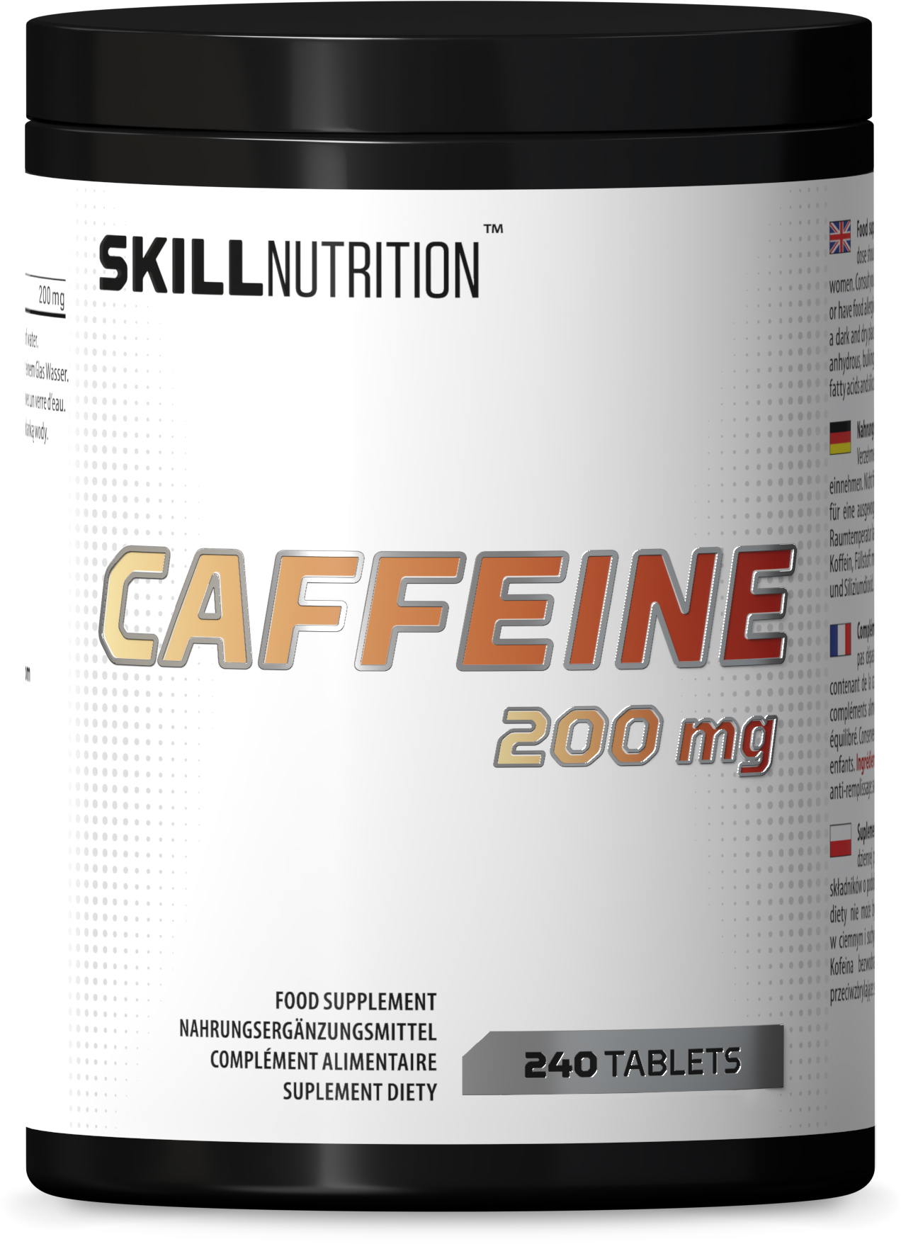 Skill Nutrition - Koffein, 200 mg - 240 tabletter | ViktkontrollFöre och efter träningKoffeinHälsokostFitness och träning | Apoteka