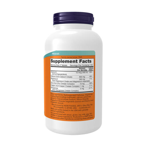 NOW - Kalciumcitrat med Mineraler & Vitamin D-2, 250 tabletter - Bild 2