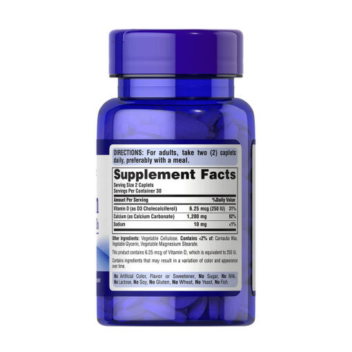 Puritan's Pride - Kalcium + Vitamin D3, 60 tabletter - Bild 5