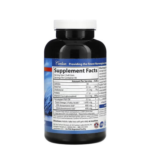 Carlson Labs - Elite Omega-3 Gems, 1600 mg, 180 mjukkapslar - Bild 3