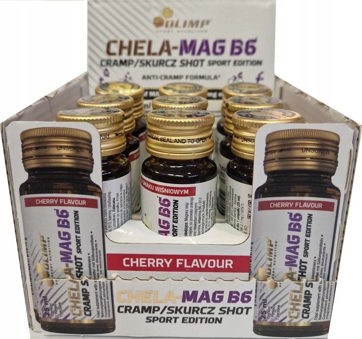 Olimp Nutrition - Chela Mag B6 Krampskott, Körsbär - 9 x 25 ml | Vitaminer och MineralerVissa mineralerHälsa och välbefinnandeHälsokostMagnesiumVitalitet | Apoteka