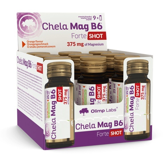 Olimp Nutrition - Chela Mag B6 Forte Shot, Körsbär, 9 x 25 ml | Vitaminer och MineralerHälsa och välbefinnandeD-vitaminHälsokostJärn | Apoteka