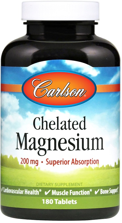 Carlson Labs - Kelaterat Magnesium, 200 mg - 180 tabletter | Vitaminer och MineralerVissa mineralerHälsokostMagnesium | Apoteka