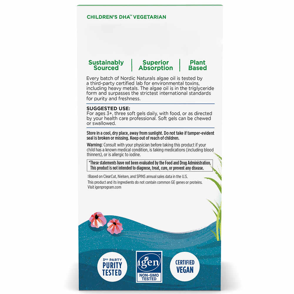 Nordic Naturals - Barns DHA Vegetarian, 375mg Bär-Lemonad - 120 tuggtabletter - Bild 4