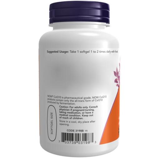 NOW Foods - CoQ10 med Lecitin & Vitamin E, 400 mg - 60 mjukkapslar - Bild 4