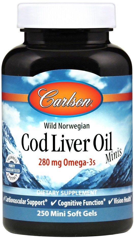 Carlson Labs - Torskleverolja Minis, 280 mg - 250 mini mjukkapslar | Omegas - EFA - CLA - oljorOmega och fiskoljaHälsokostOmega & Näringsoljor | Apoteka