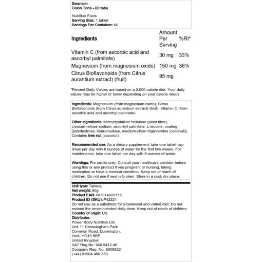 Swanson - Colon Tone, 60 tabletter - Bild 2