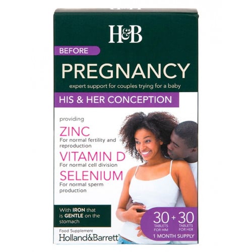 Holland &amp; Barrett - Conception för Honom &amp; Henne, 30+30 tabletter | Vitaminer och MineralerHälsa och välbefinnandeSexuell hälsaHälsokost | Apoteka