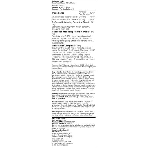 Rainbow Light - Counter Attack, 90 tabletter - Bild 2