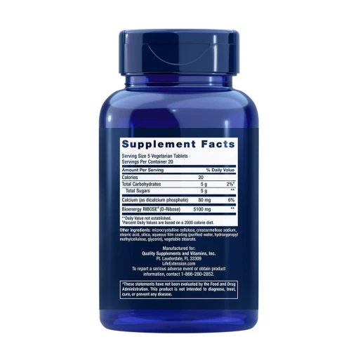 Life Extension - D-Ribose Tabletter, 100 vegetariska tabletter - Bild 2