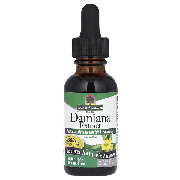 Natures Answer - Damianaextrakt, 30 ml | Veganska produkterHälsa och välbefinnandeSexuell hälsaHälsokostFörbättra humöretHumörförbättringÖrter och växtbaserade preparat | Apoteka