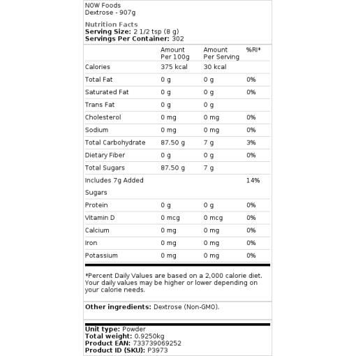 NOW Foods - Dextros, 907 g - Bild 2