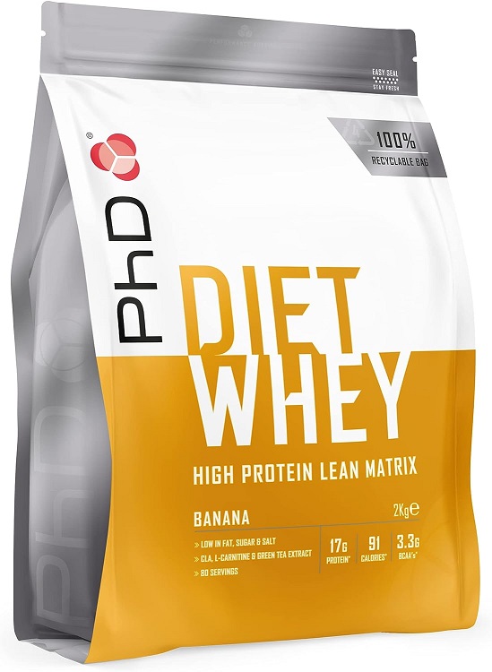PhD - Diet Whey, Banan, 2000g | HälsokostProteinerProteinmatrisVassleproteinFitness och träningNötköttsprotein | Apoteka