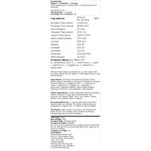 Enzymedica - Digest + Probiotika, 30 kapslar - Bild 2