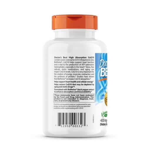 Doctor's Best - Högeffektivt CoQ10, 400 mg, 180 vegetabiliska kapslar - Bild 4