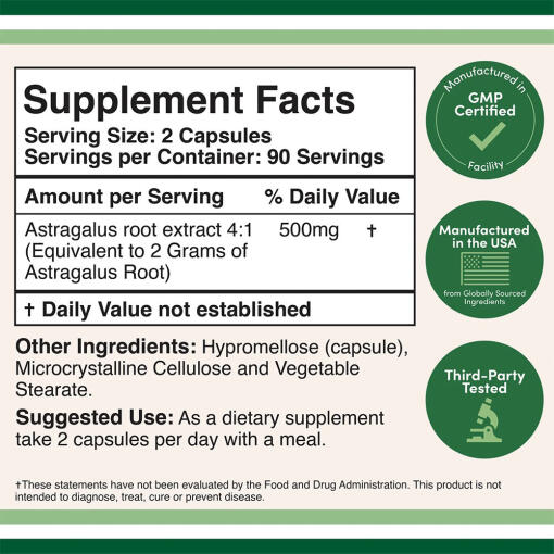 Double Wood Supplements - Astragalus (180 kapslar) - Bild 2
