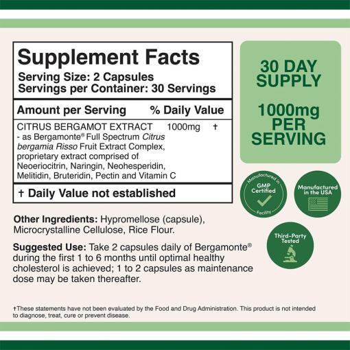 Double Wood Supplements - Citrusextrakt av Bergamott (60 kapslar) - Bild 2