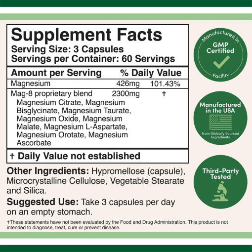 Double Wood Supplements - Magnesiumkomplex (180 kapslar) - Bild 2