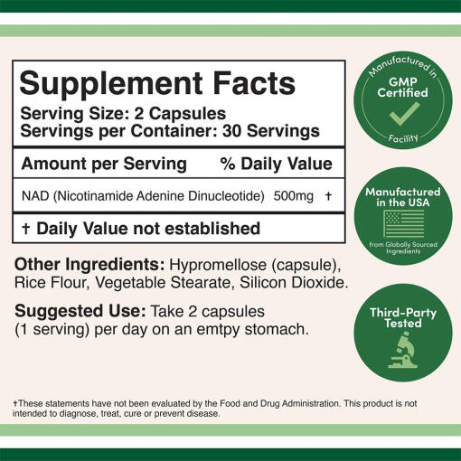Double Wood Supplements - NAD+ (60 kapslar) - Bild 2